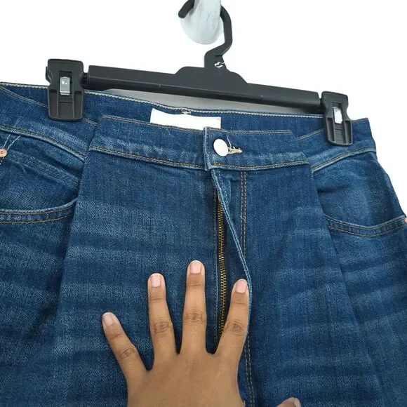 Mother Women 27 Pinch Sneak Jeans Blue Wide Leg Denim High Waist Pleated NEW - Picture 4 of 10